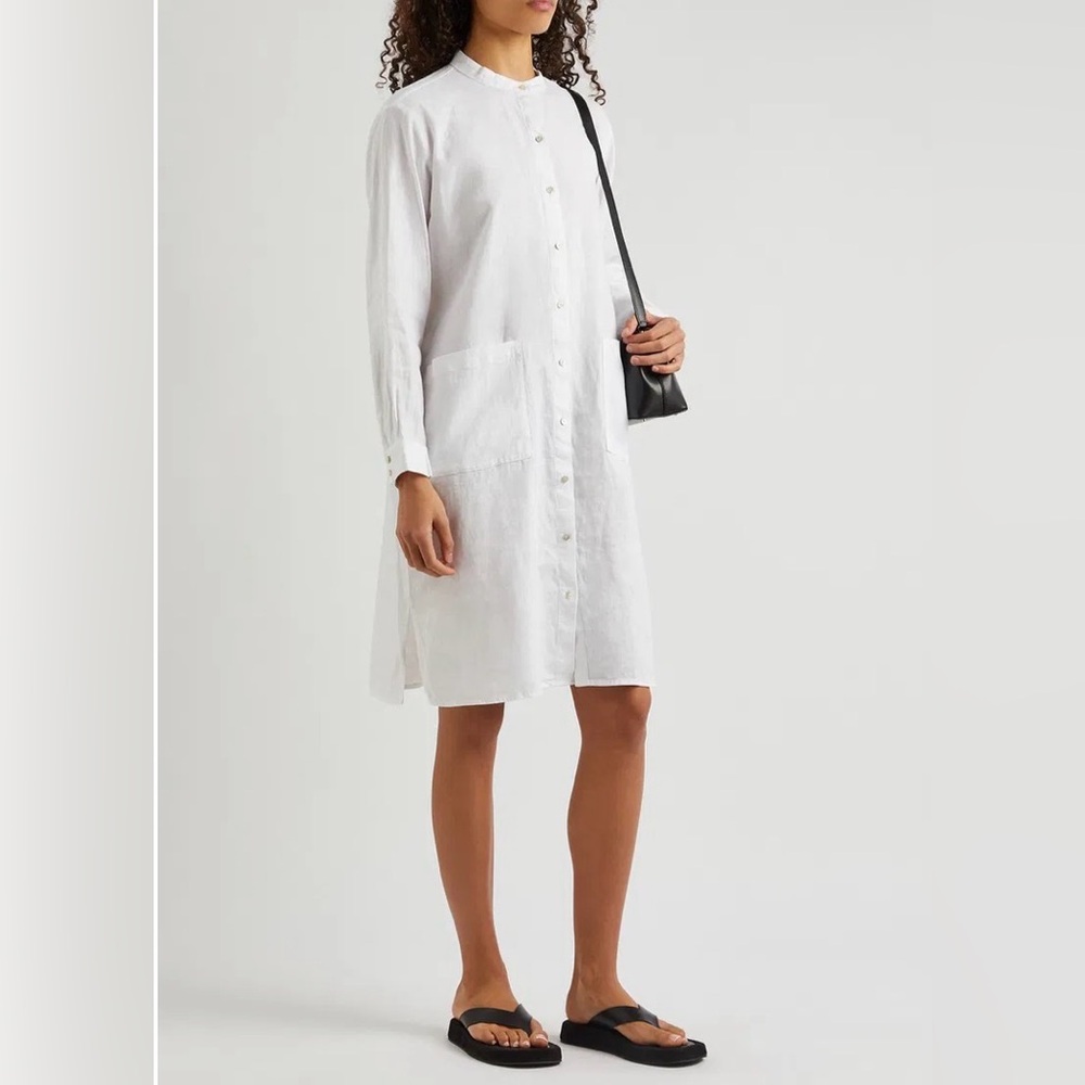Eileen Fisher Organic Linen Mandarin Collar Dress
Easy Fit, Knee Length New Med